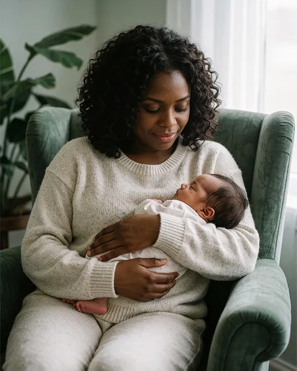 A mother finding healing and support during postpartum depression treatment