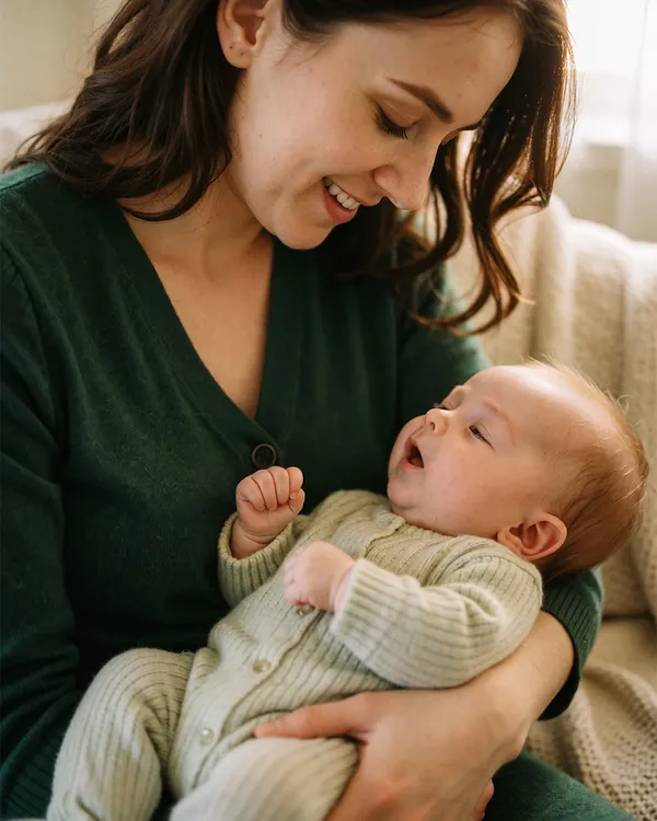 Mother receiving compassionate support for postpartum OCD and intrusive thoughts