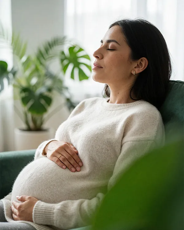 A woman receiving compassionate prenatal OCD treatment