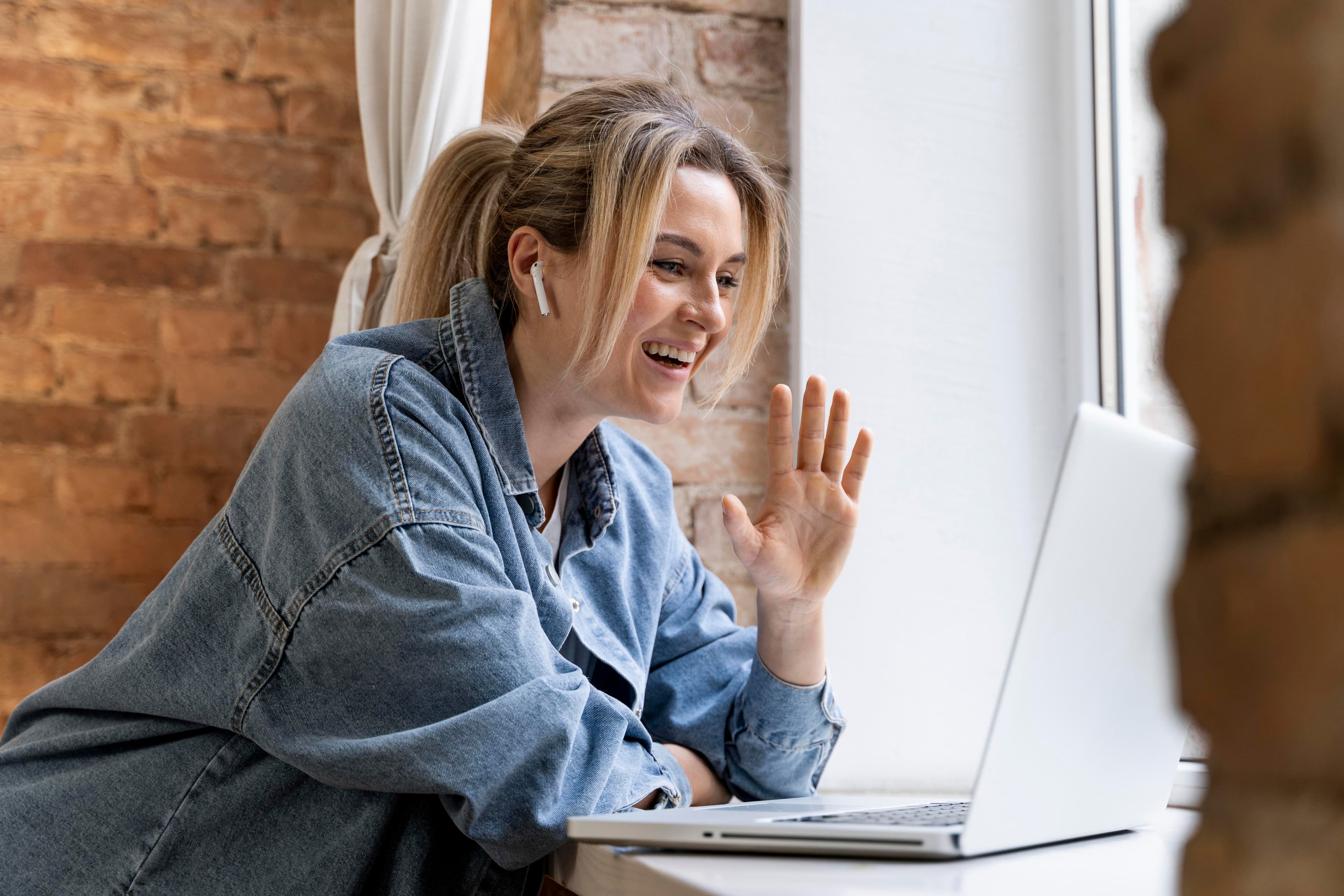 A woman on a video call